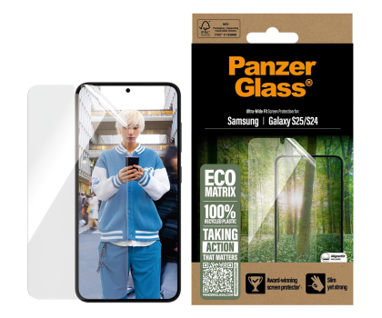 Szkło i folia ochronna PanzerGlass Eco Matrix Ultra-Wide Fit do Samsung Galaxy S25